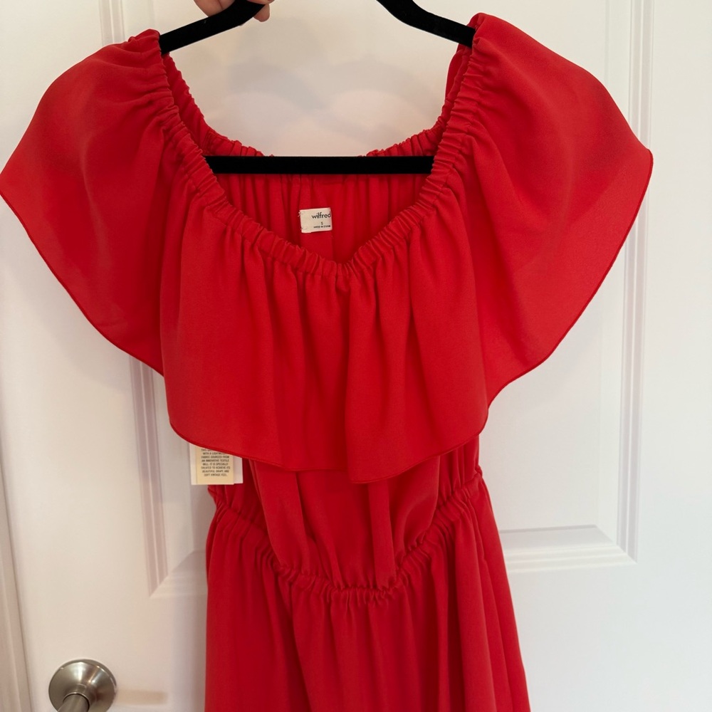 Red Off-Shoulder Dress - Picture 3 of 4